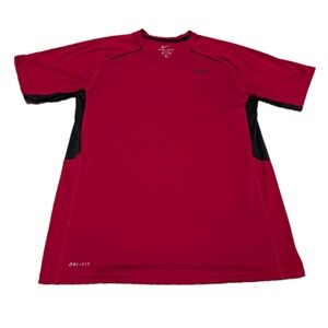 Nike Shirt Mens Medium Red Soccer Outdoor Workout Gym Exercise Sports Tee T